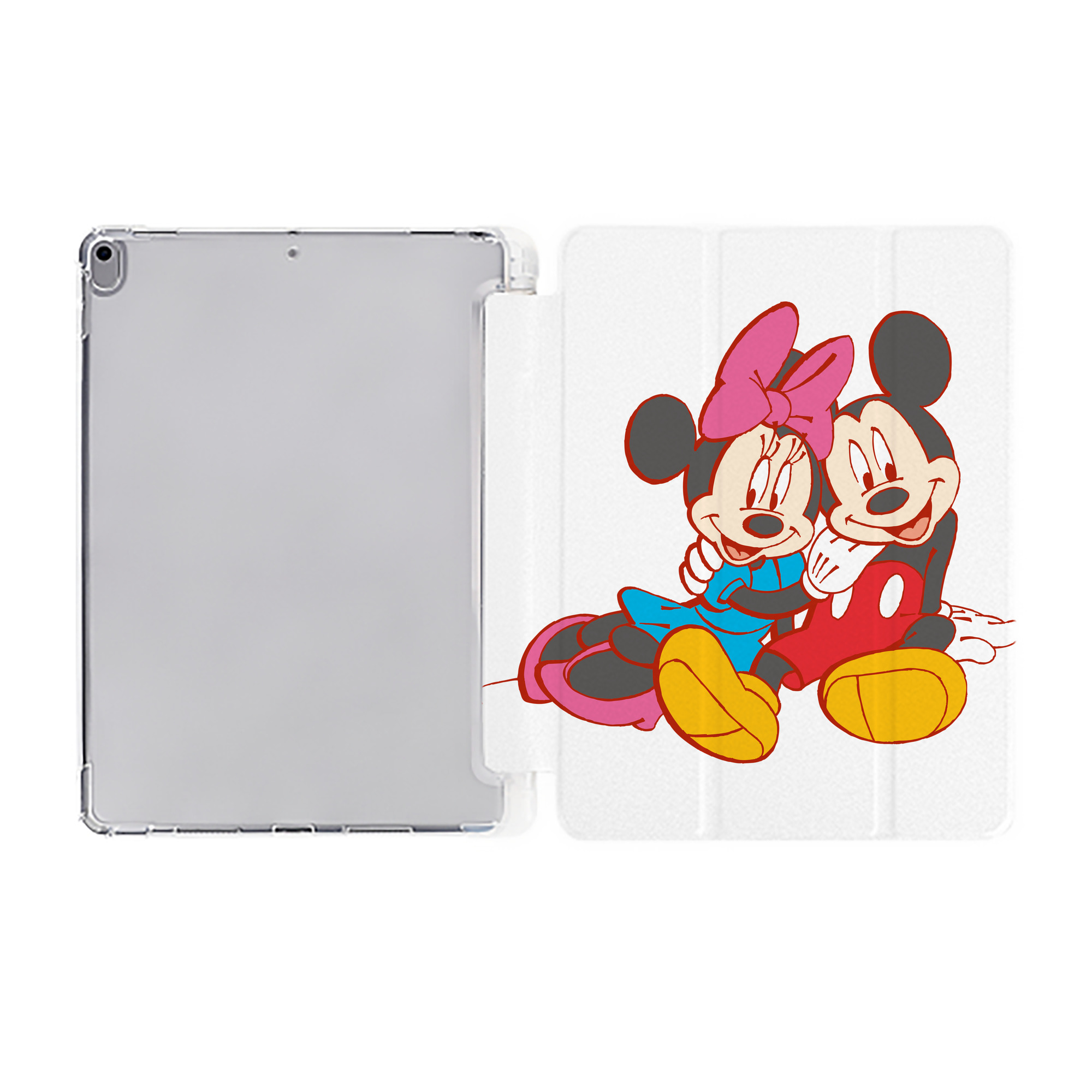 （画像用） ミッキーマウス Mickey Mouse IPad ケース ペン収納付き 三つ折りスタンド PUレザー×シリコン 対応機種9.5/10.5/10.9インチ